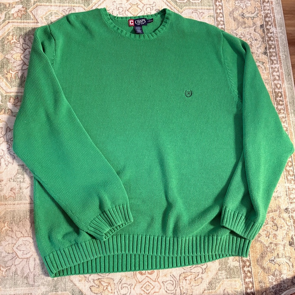 Vintage Chaps Bright Green Men's Crewneck Sweater